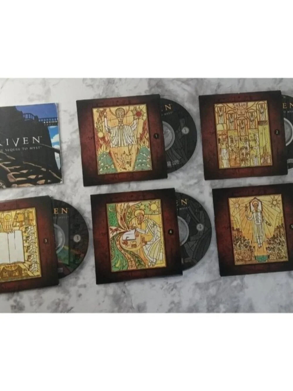 Riven The Sequel to Myst PC Game + Official Strategy Guide Complete 5 Disc